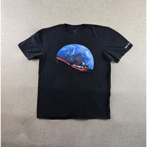 Space X T Shirt Mens L Black Falcon Heavy 02.06.18 Tesla Starman Elon Musk